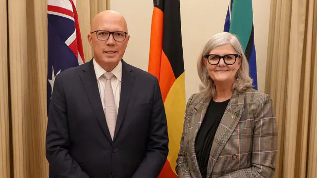 Peter Dutton smiles cheesily with Australia's next Governor-General