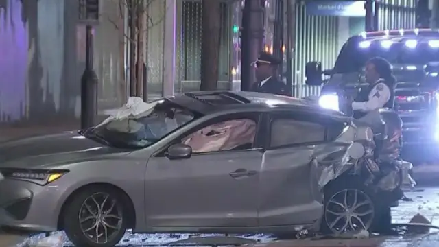 Two people were taken to hospital after a crash on Market Street in Center City