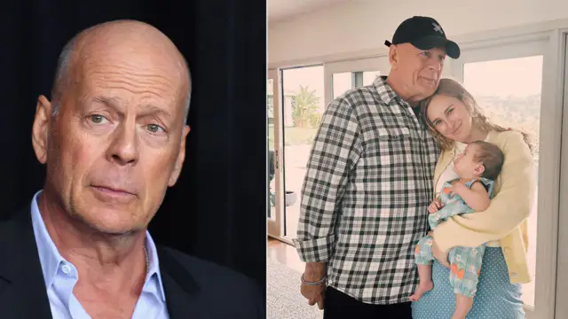 Bruce Willis cradles his granddaughter in a rare photo as he battles dementia