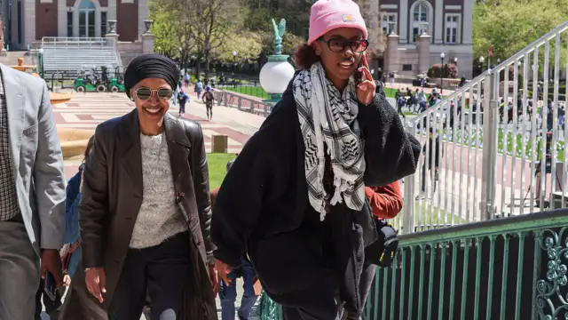Ilhan Omar and Daughter Visits Columbia University Protest