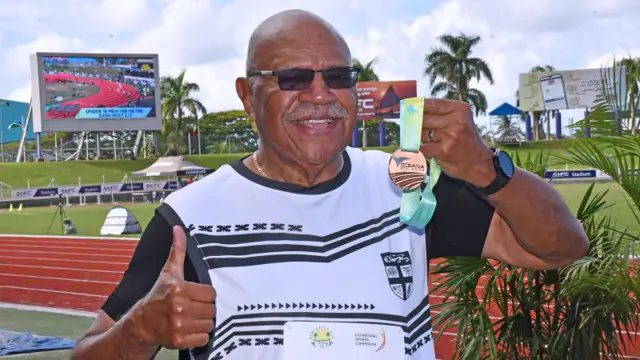 Fiji Prime Minister, Sitiveni Rabuka, Wins Bronze Medal at Oceania Athletics Championships