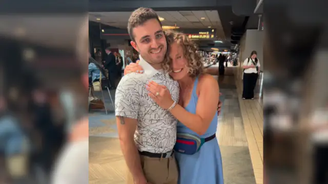 The couple met at Pittsburgh International Airport and got engaged at the same gate