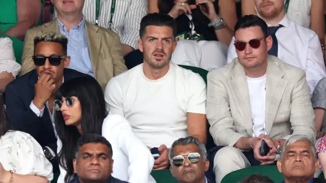 Jack Grealish enjoys Wimbledon final from Centre Court
