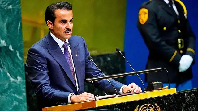 Qatar's Emir urges diplomatic solution to Gulf crisis and reopening of Strait of Hormuz at UN