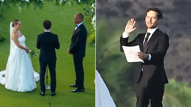 Tobey Maguire officiates ex-wife Jennifer Meyer's wedding to Geoffrey Ogunlesi in Hawaii