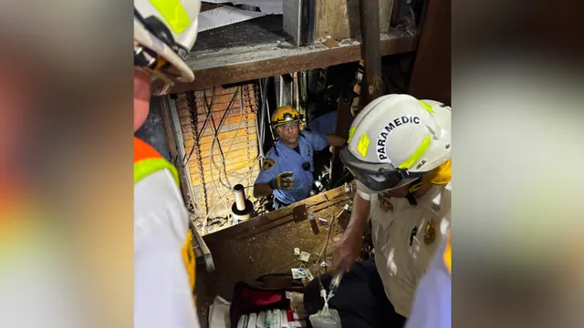 Man rescued after falling down elevator shaft in abandoned building