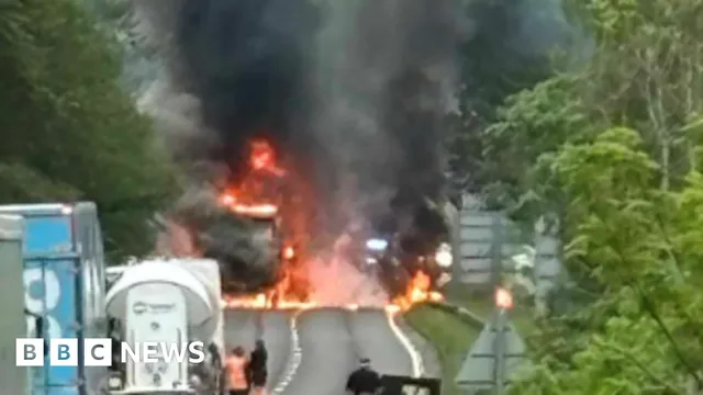 A9 closed as lorry catches fire south of Dunkeld