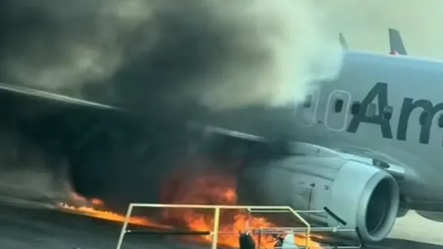 Passengers injure as American Airlines plane catches fire in Denver