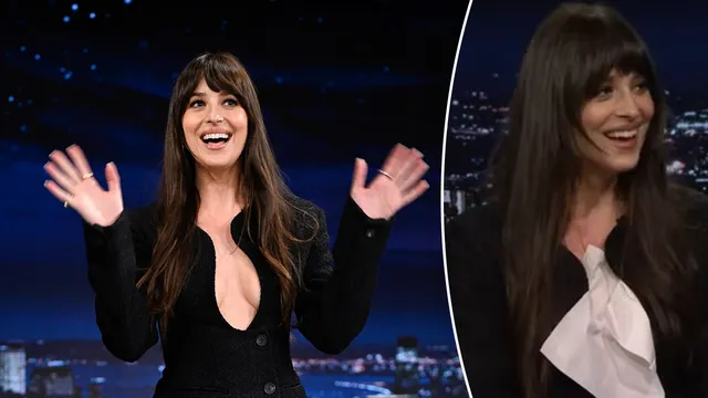 Dakota Johnson distracts Jimmy Fallon with wardrobe malfunction on live TV