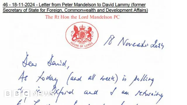 Mandelson criticizes prime minister and No 10 in leaked messages
