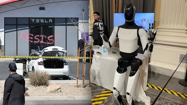 Tesla robots feature at Capitol Hill amid protests against Elon Musk