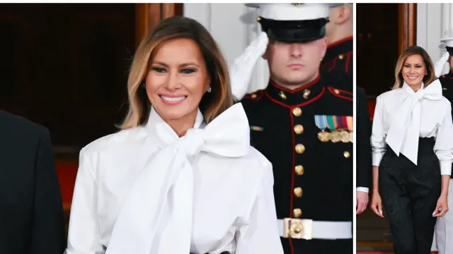 Melania Trump wears Alexander McQueen suit with Chinese-style collar for Xi Jinping's US state visit