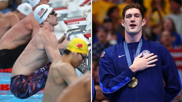 Hunter Armstrong wins gold in 4x100m Freestyle Relay at 2024 Paris Olympics