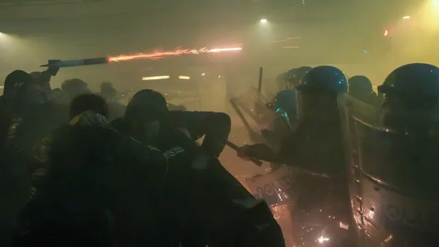 Protesters clash with police during Milan's Winter Olympics