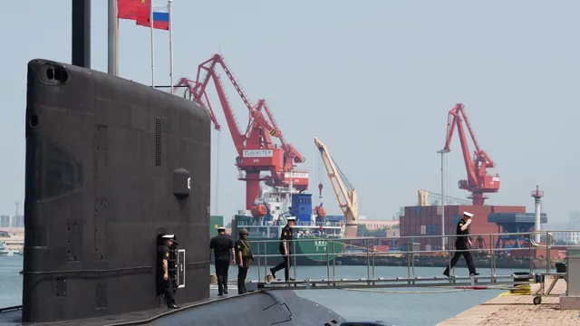 Russian and Chinese navies conduct joint military exercises in Qingdao