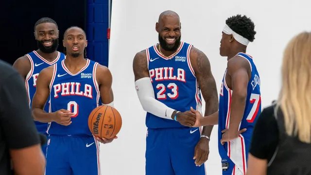 LeBron James participates in Philadelphia 76ers annual scrimmage