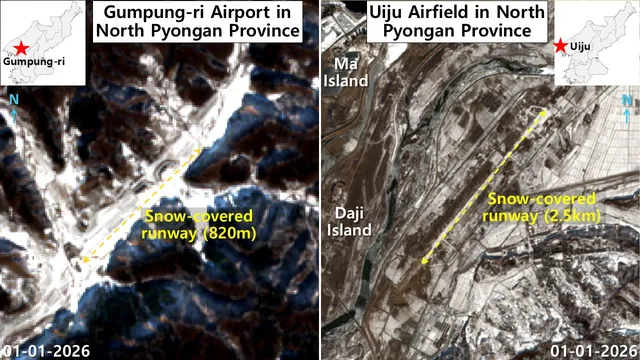 North Korea neglects military airfields as snow covers runways