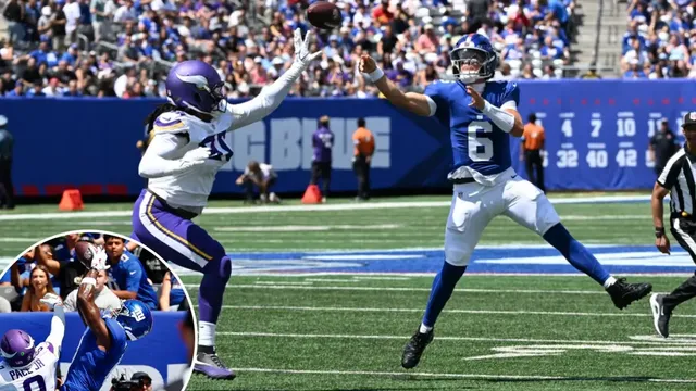 Jaxson Dart returns from medical tent to throw touchdown in Giants preseason win