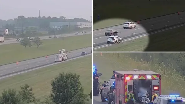 Suspect jumps onto moving car to escape police in Ohio