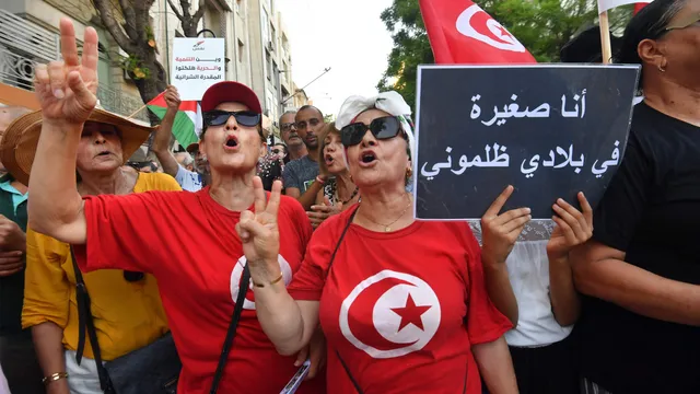 Thousands of Tunisians protest against President Kais Saied over democracy and economy