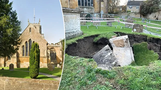 Historic church collapse exposes ancient family vault