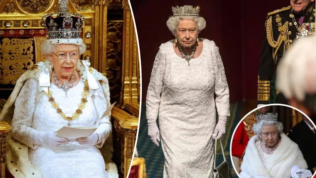 Queen Elizabeth II pushed back in elevator by cleaner during state event