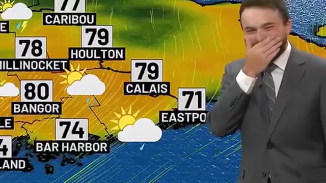 Meteorologist Patrick Osborn loses composure during live weather report