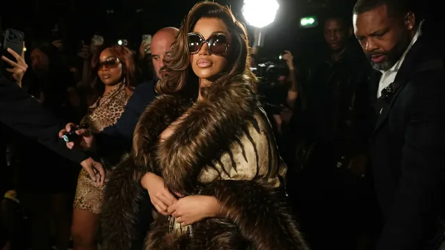 Cardi B attends Roberto Cavalli runway show at Milan Fashion Week in Italy
