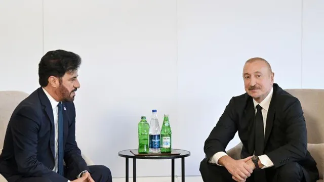 Azerbaijan's President Ilham Aliyev meets with International Automobile Federation President Mohammed Ben Sulayem in Baku