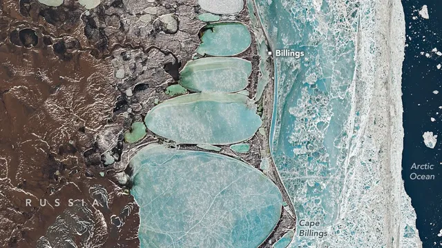 NASA captures stunning satellite image of a natural snowman in Siberia