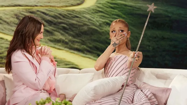 Ariana Grande is speechless after receiving Glinda's original wand