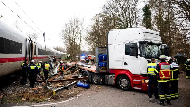 Train and truck collide in Hamburg, injuring 12 people