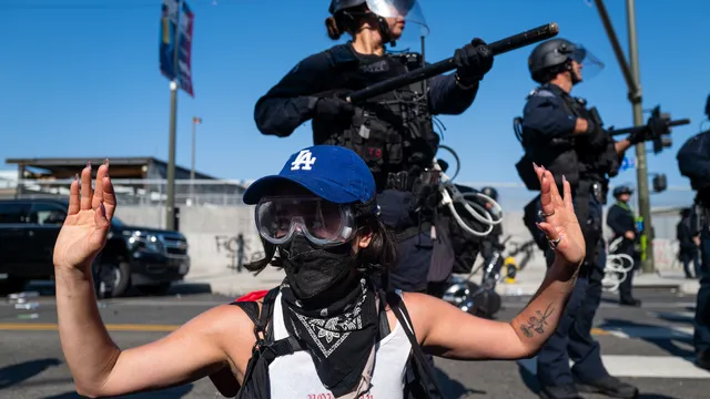 Mexican flags wave as protests erupt against ICE raids in Los Angeles
