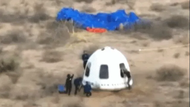 Jeff Bezos tumbles while welcoming Blue Origin's all-female space crew