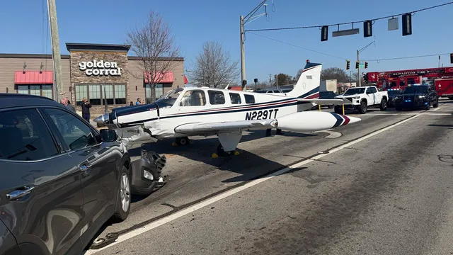 Plane makes emergency landing, collides with vehicles in Georgia