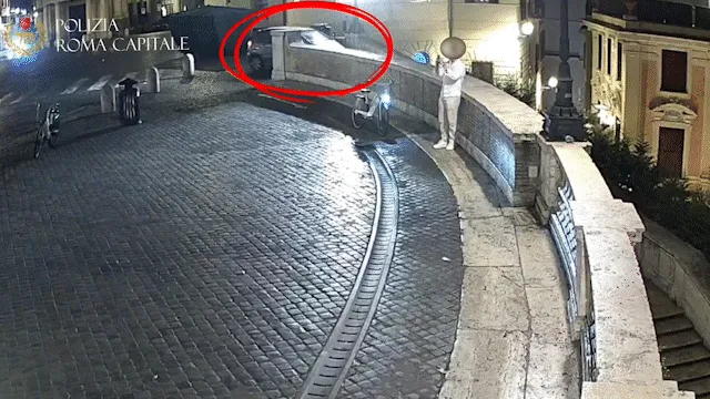 Elderly man drives luxury car down Rome's historic Spanish Steps