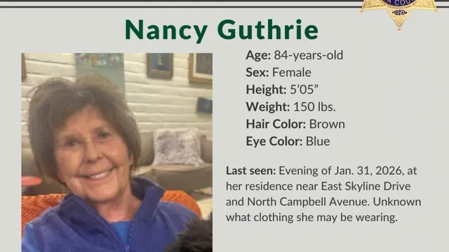 Investigation intensifies after Nancy Guthrie goes missing under suspicious circumstances