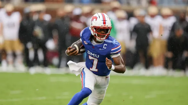 No. 21 SMU defeats Boston College 25-16 in rainy college football game
