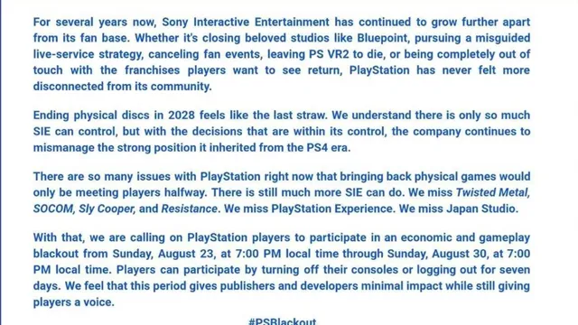 Gamers unite to protest Sony's plan to end physical game discs