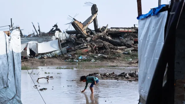 Palestinian boy drowns in flooded Gaza tent camp