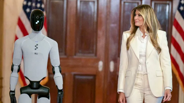 Humanoid robot Figure 03 introduces Melania Trump at White House AI summit