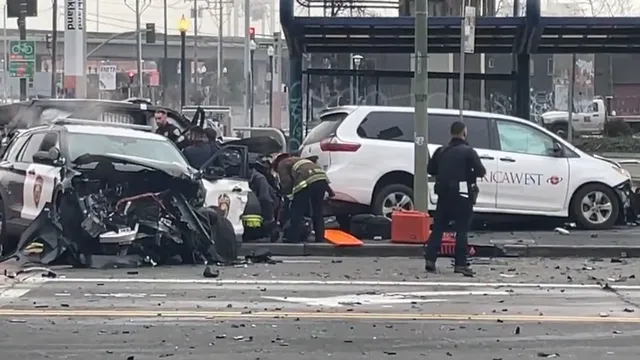 Three BART officers hospitalized after serious crash in West Oakland