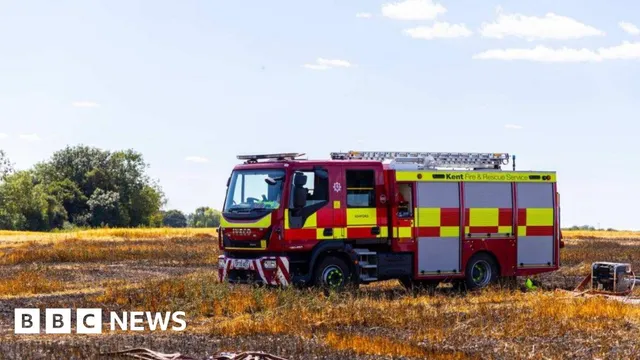 Kent firefighters battle three field fires in one day