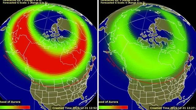 Northern lights appear across multiple US states on New Year's Eve