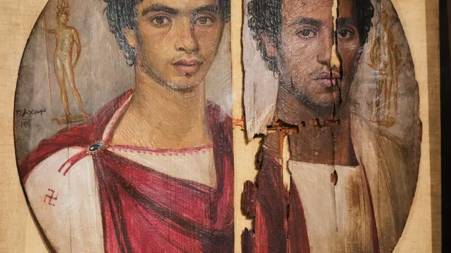 Egypt unveils restored 2nd-century Fayoum mummy portrait Tondo of the Two Brothers