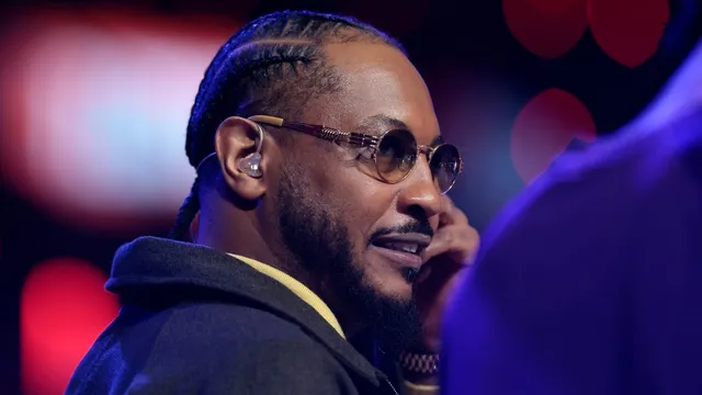 Carmelo Anthony celebrates Knicks championship victory