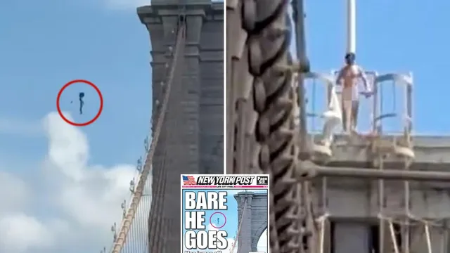 Man jumps off Brooklyn Bridge and survives after scaling tower