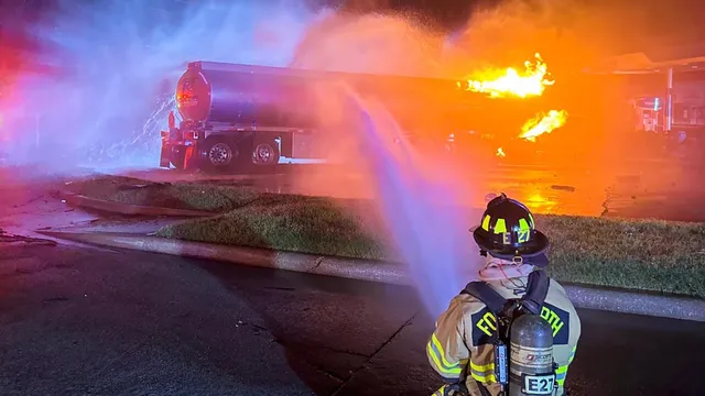 Driver critically injured in gasoline tanker fire following crash in Texas
