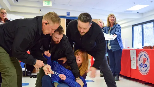 Idaho woman dragged out of Republican town hall for protesting