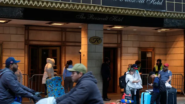 New York City shuts down its largest migrant center at Roosevelt Hotel